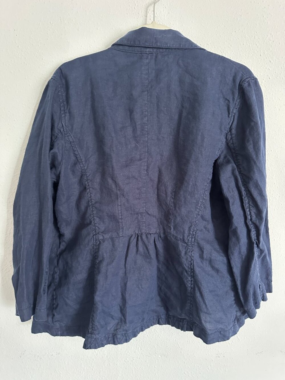 Merona 100% Linen Shirt Blue Button Front Long Sleeve Utility Shirt Women’s L - Picture 5 of 6